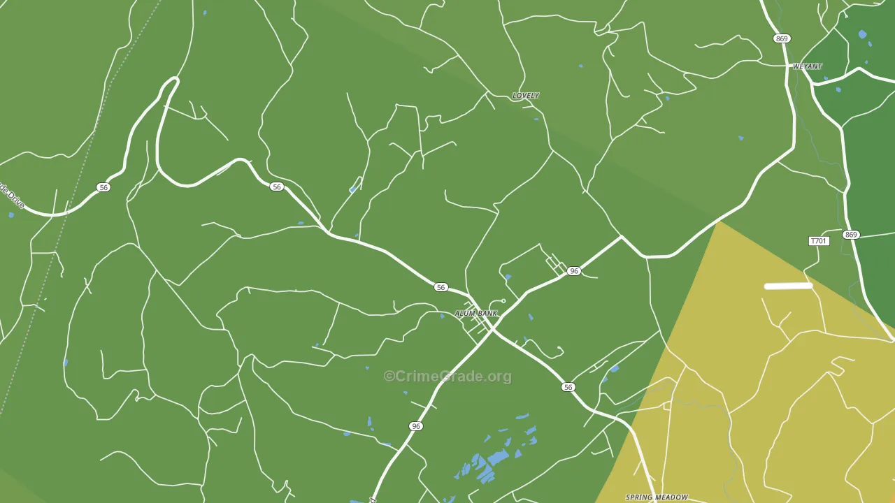 Alum Bank, PA Map of Assault Rates