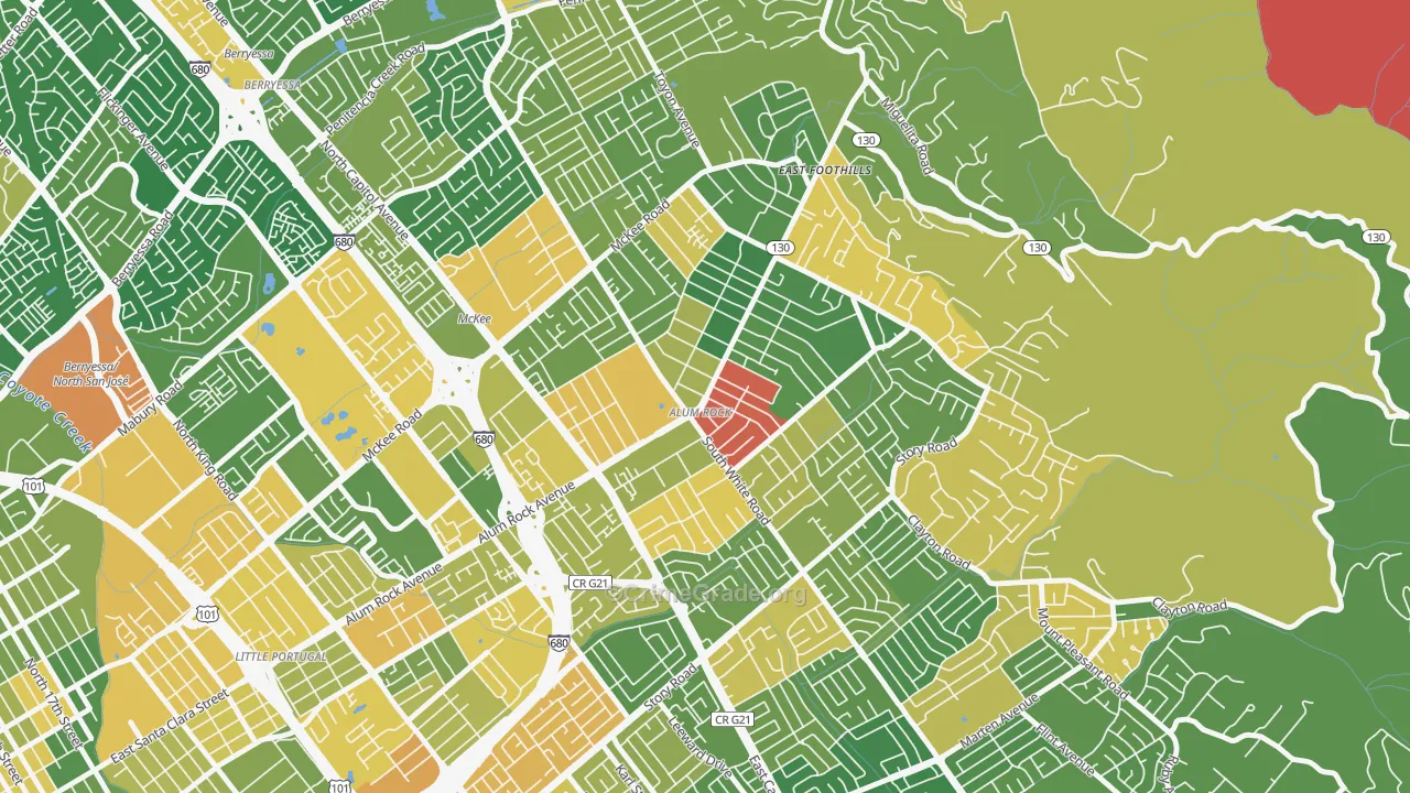 Alum Rock, CA Map of Assault Rates