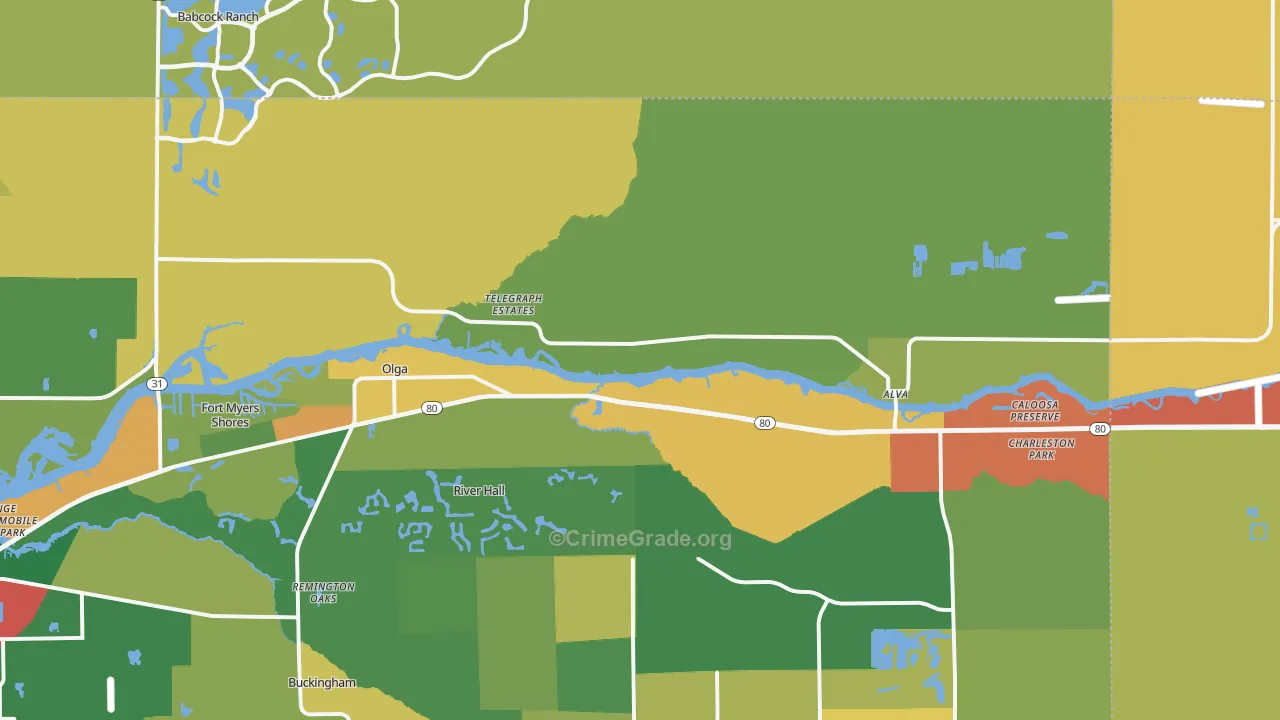 Alva, FL Map of Assault Rates