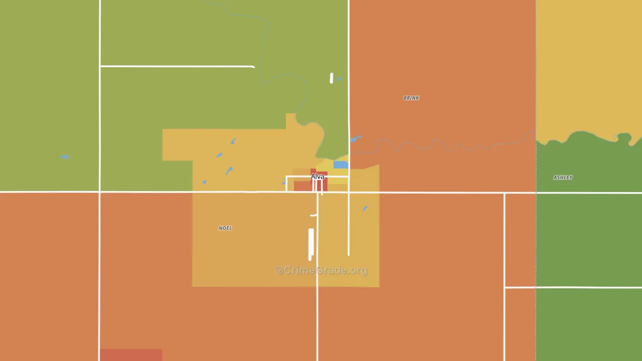 Alva, OK Map of Assault Rates