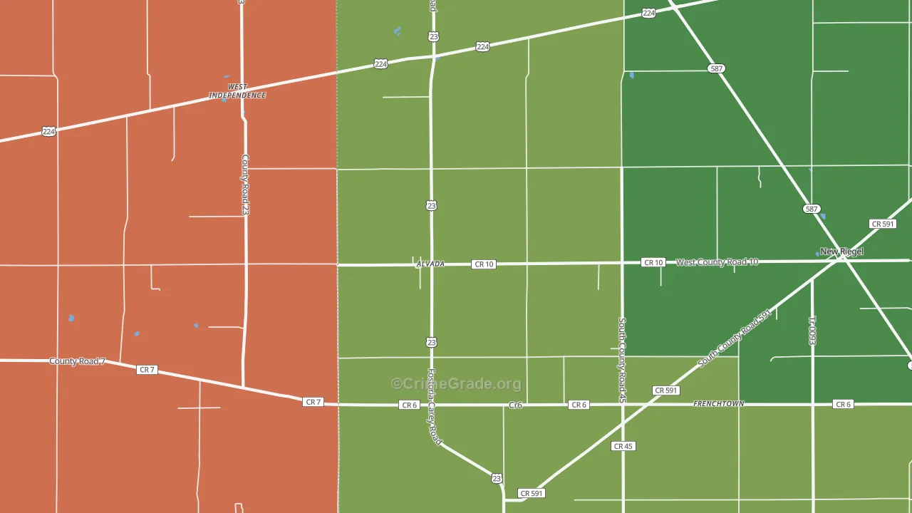 Alvada, OH Map of Assault Rates
