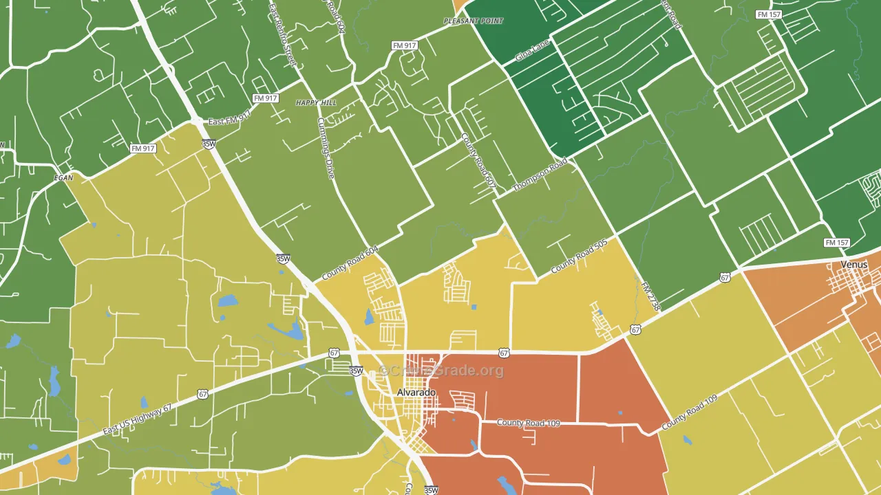 Alvarado, TX Map of Assault Rates