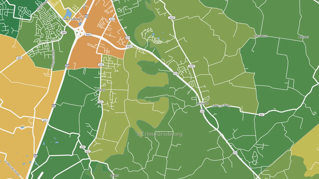 Alvaton, KY Map of Assault Rates