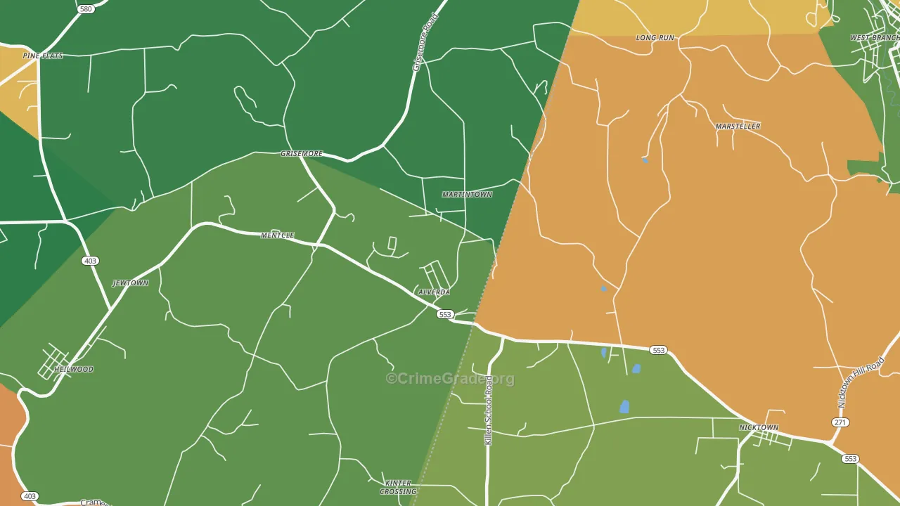 Alverda, PA Map of Assault Rates