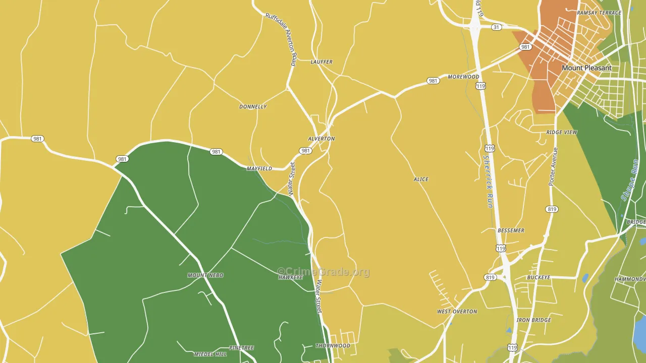 Alverton, PA Map of Assault Rates