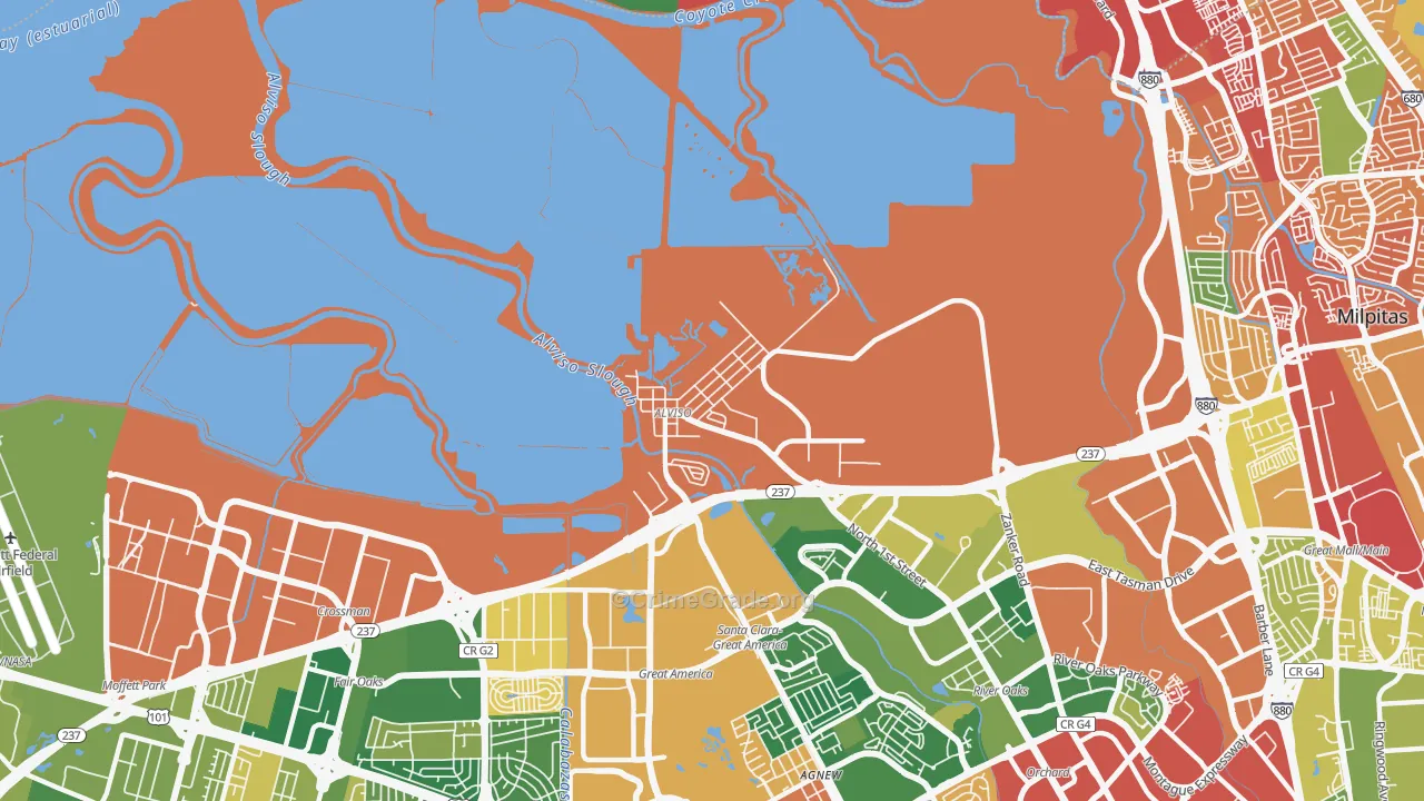 Alviso, CA Map of Assault Rates
