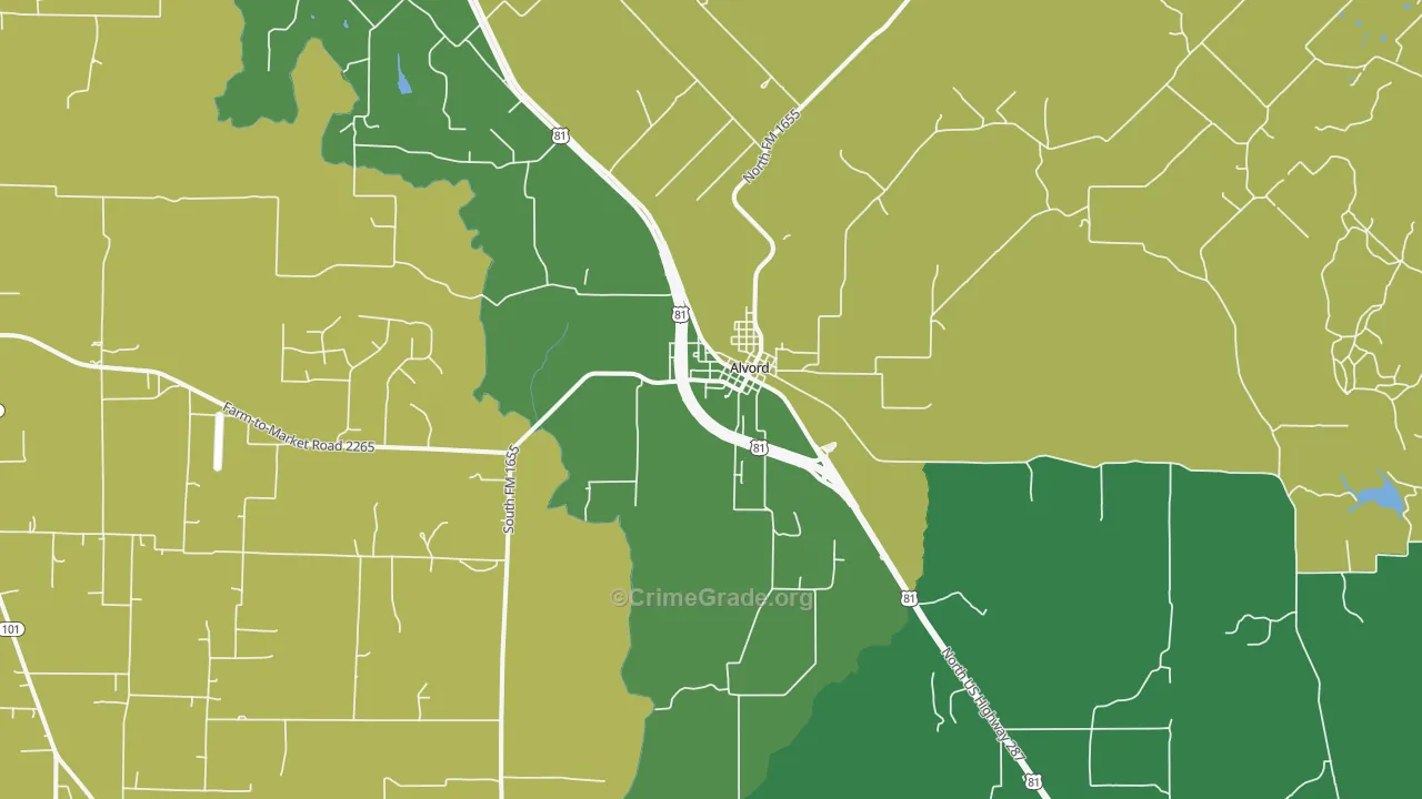 Alvord, TX Map of Assault Rates