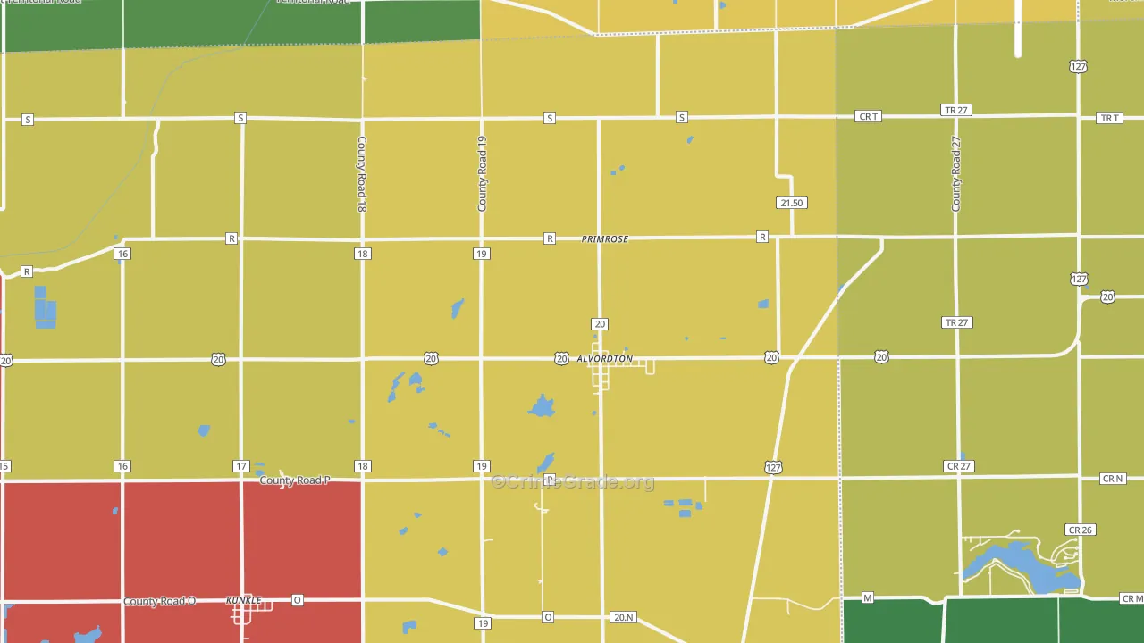 Alvordton, OH Map of Assault Rates