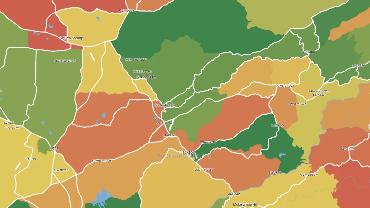 Amador County, CA Map of Assault Rates
