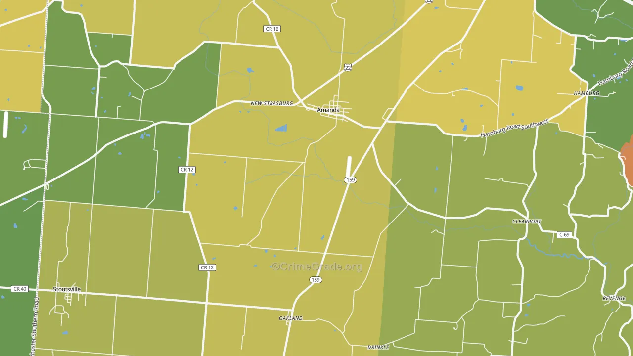 Amanda, OH Map of Assault Rates