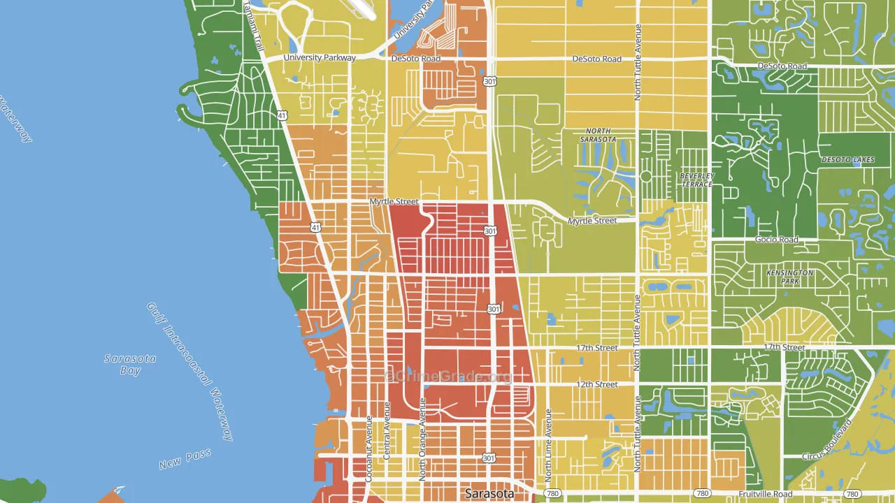 Amaryllis Park, Sarasota, FL Map of Assault Rates