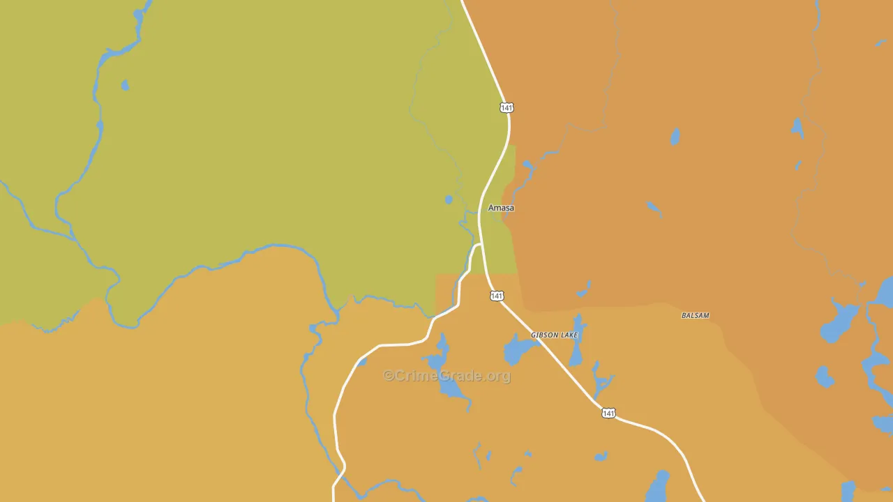 Amasa, MI Map of Assault Rates