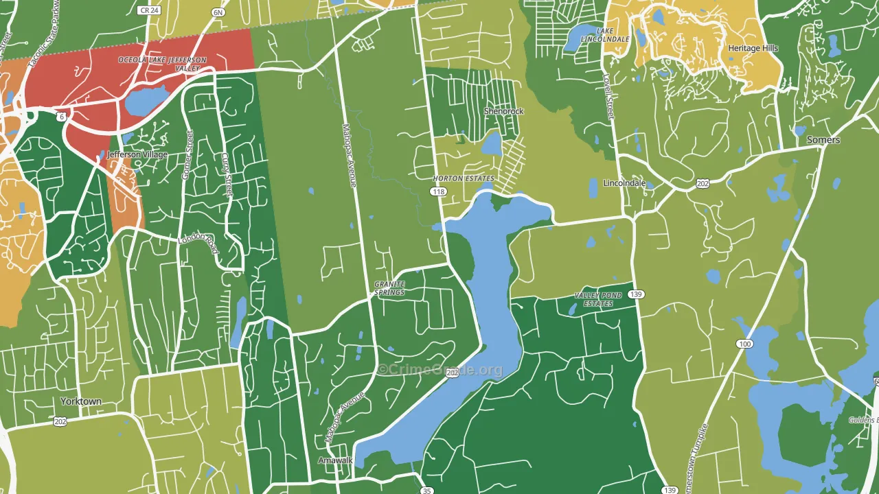 Amawalk, NY Map of Assault Rates