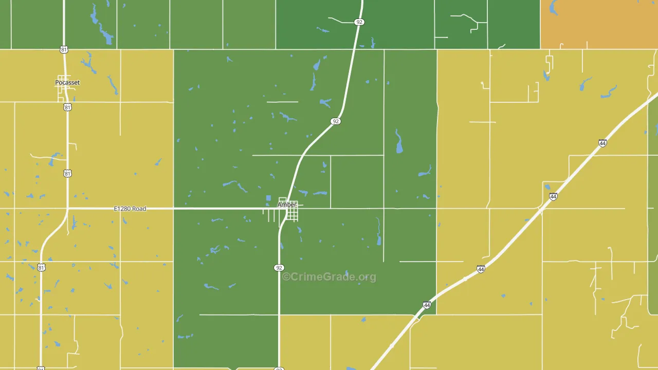 Amber, OK Map of Assault Rates