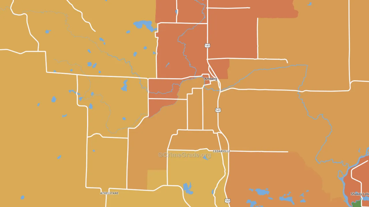 Amberg, WI Map of Assault Rates