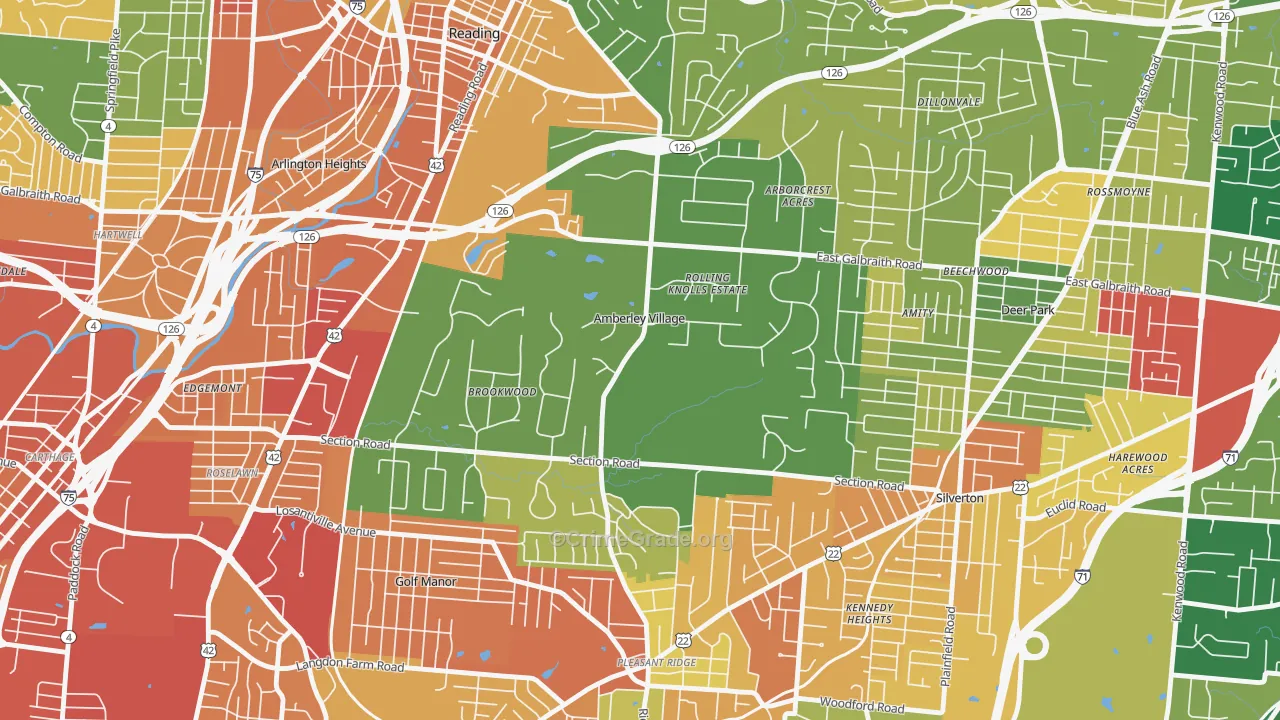 Amberley, OH Map of Assault Rates