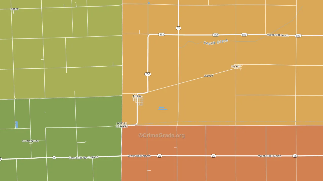 Ambia, IN Map of Assault Rates