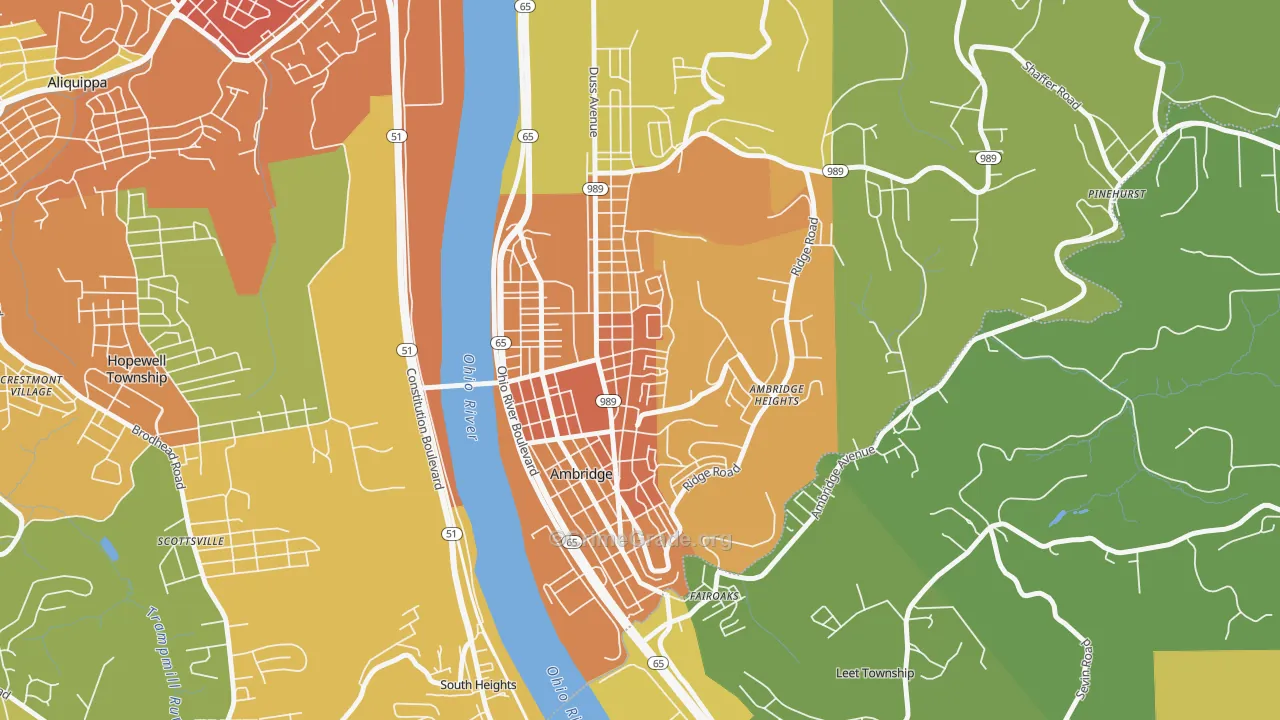 Ambridge, PA Map of Assault Rates