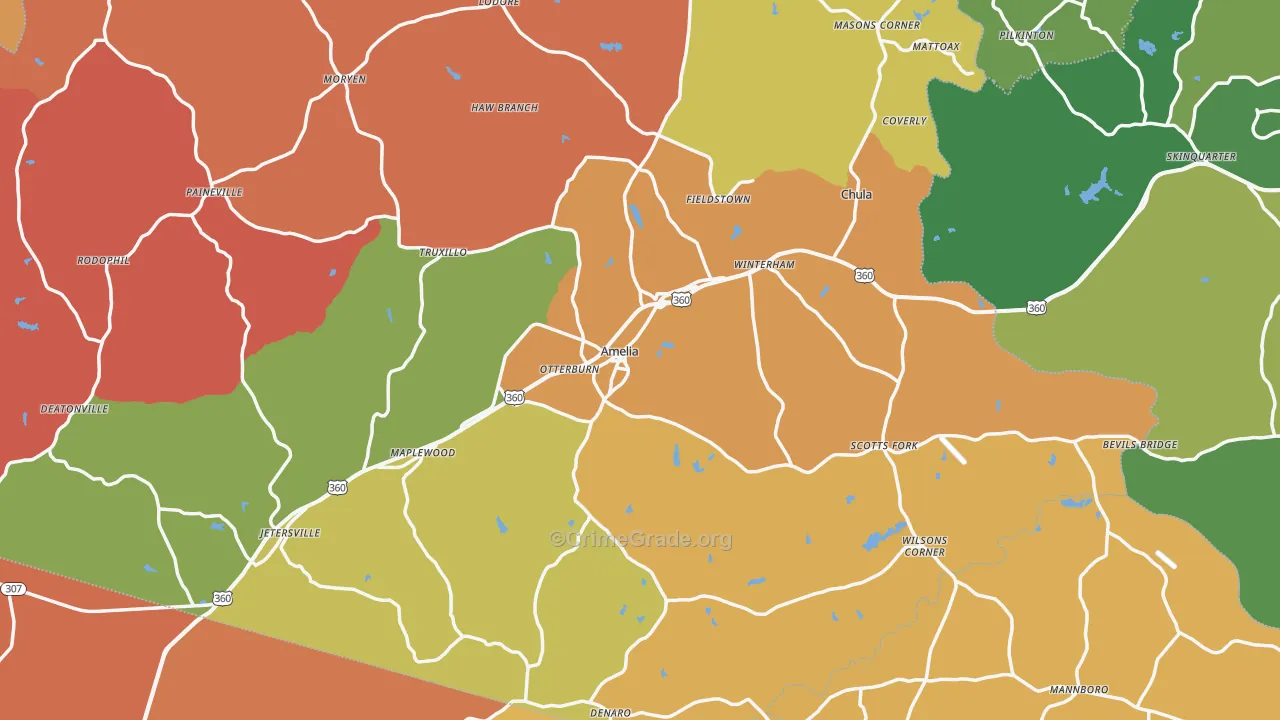 Amelia County, VA Map of Assault Rates