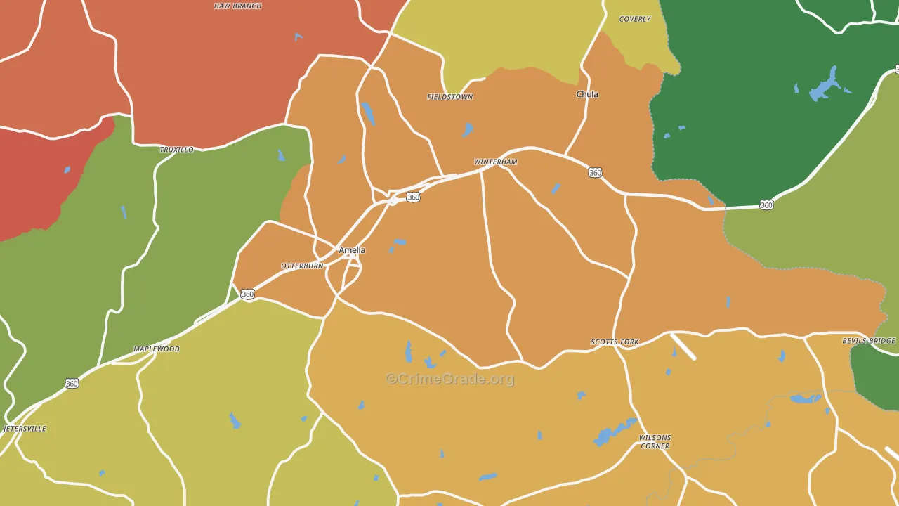 Amelia Court House, VA Map of Assault Rates