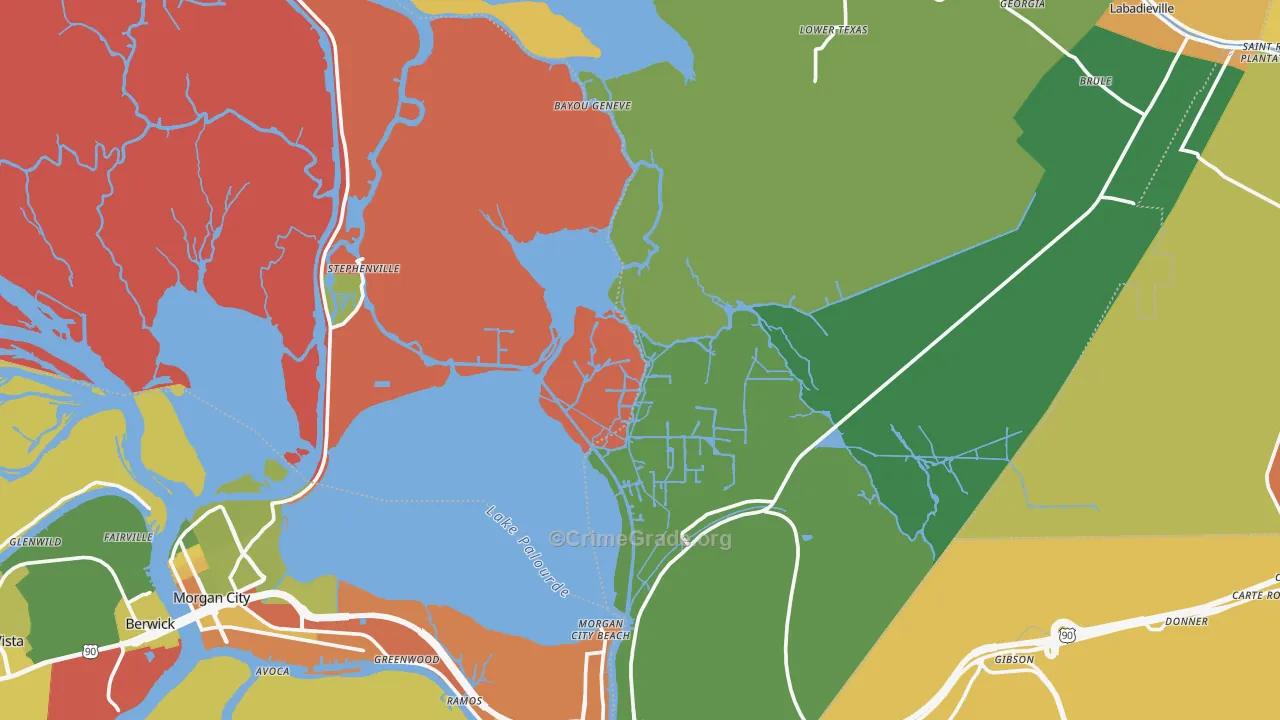 Amelia, LA Map of Assault Rates