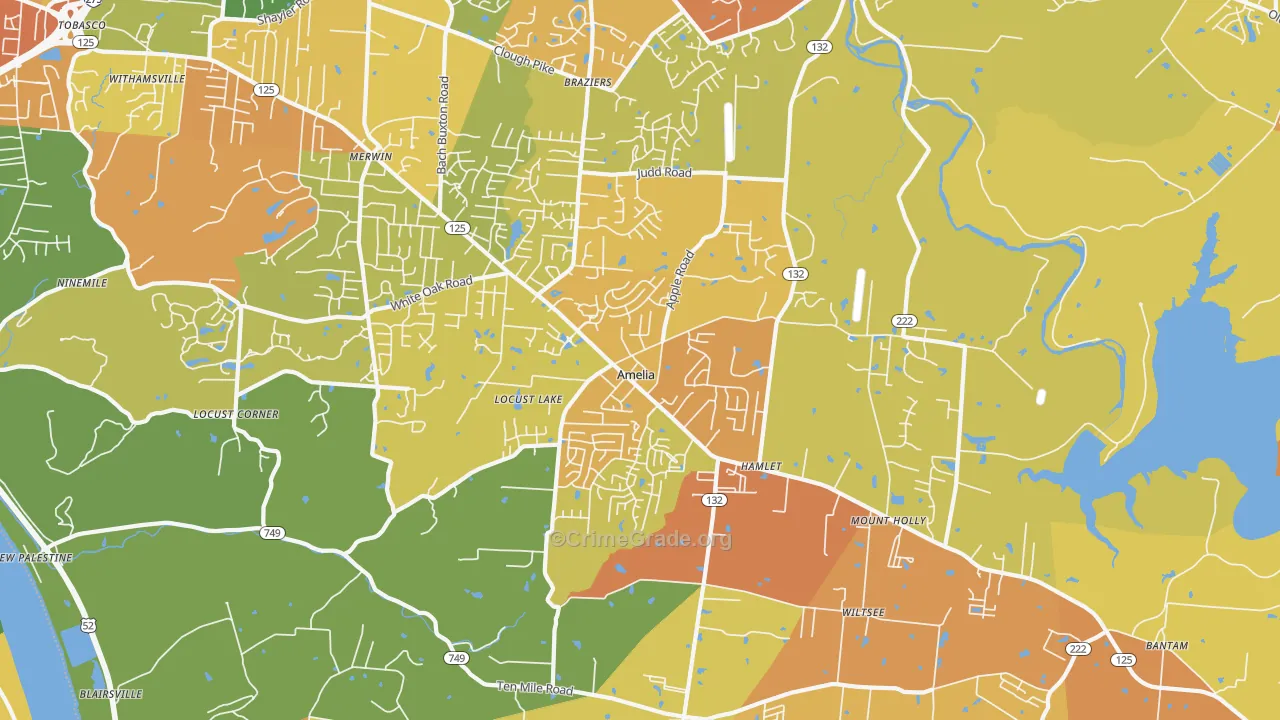 Amelia, OH Map of Assault Rates