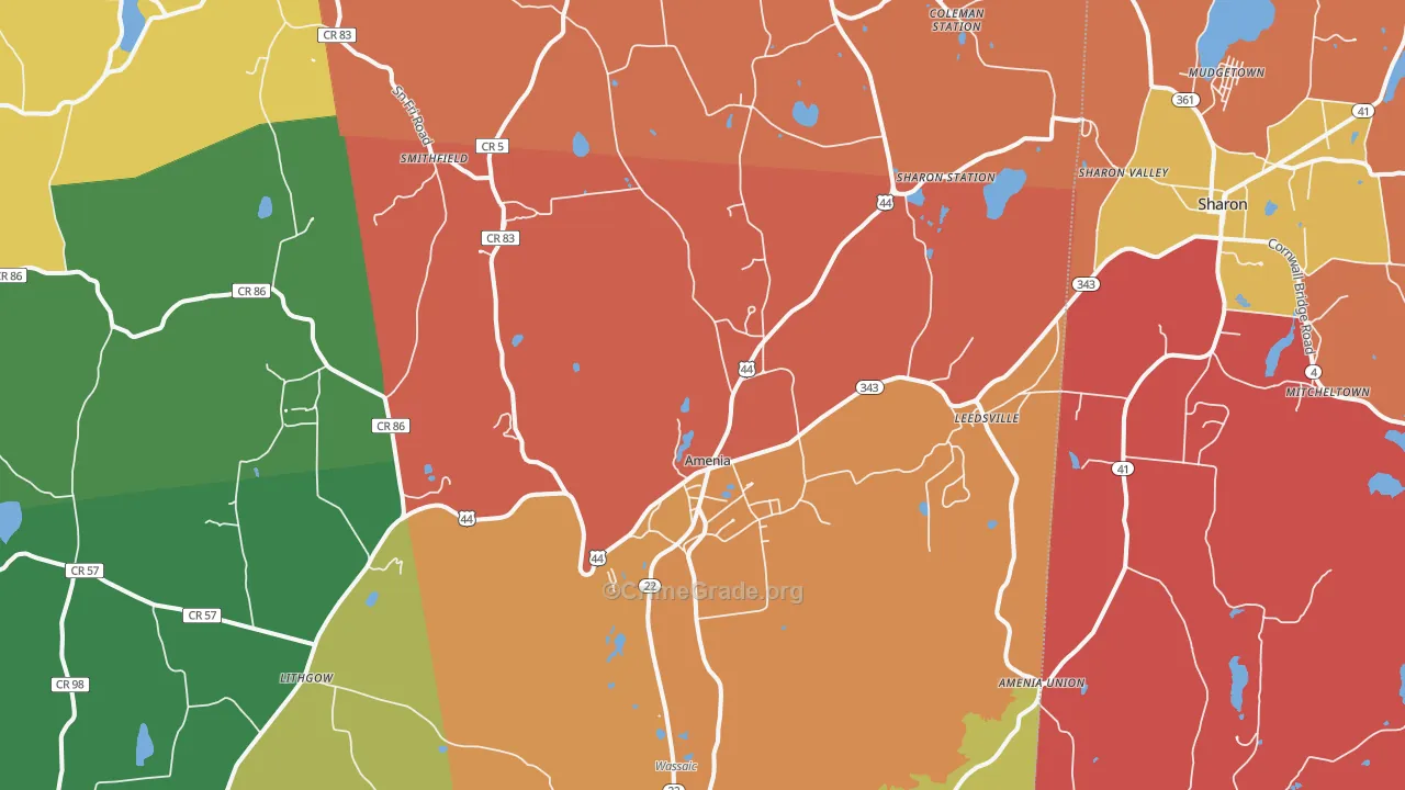 Amenia, NY Map of Assault Rates
