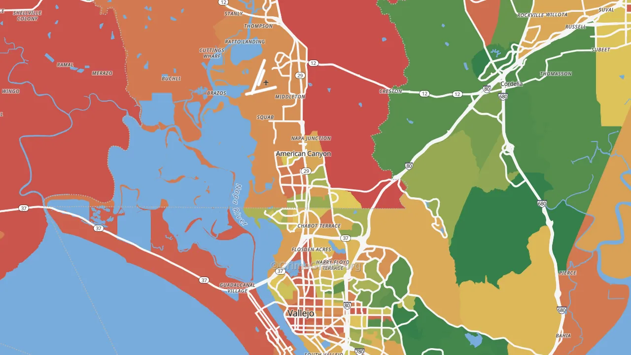 American Canyon, CA Map of Assault Rates
