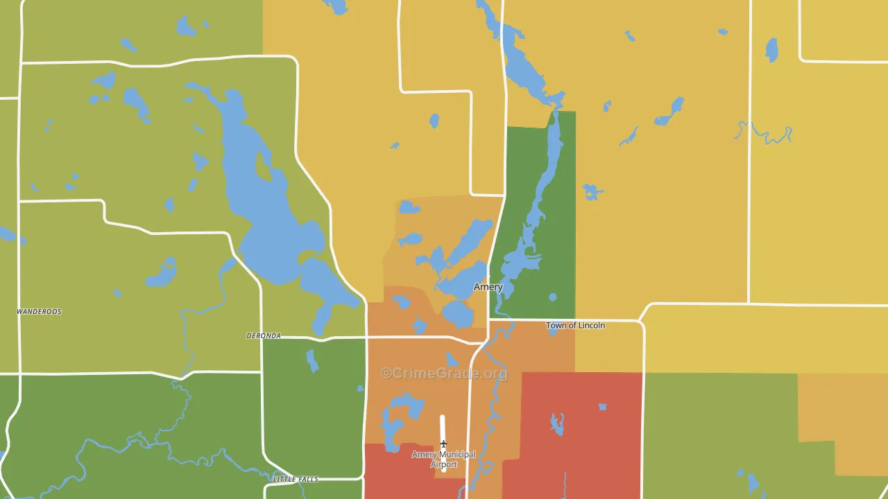 Amery, WI Map of Assault Rates