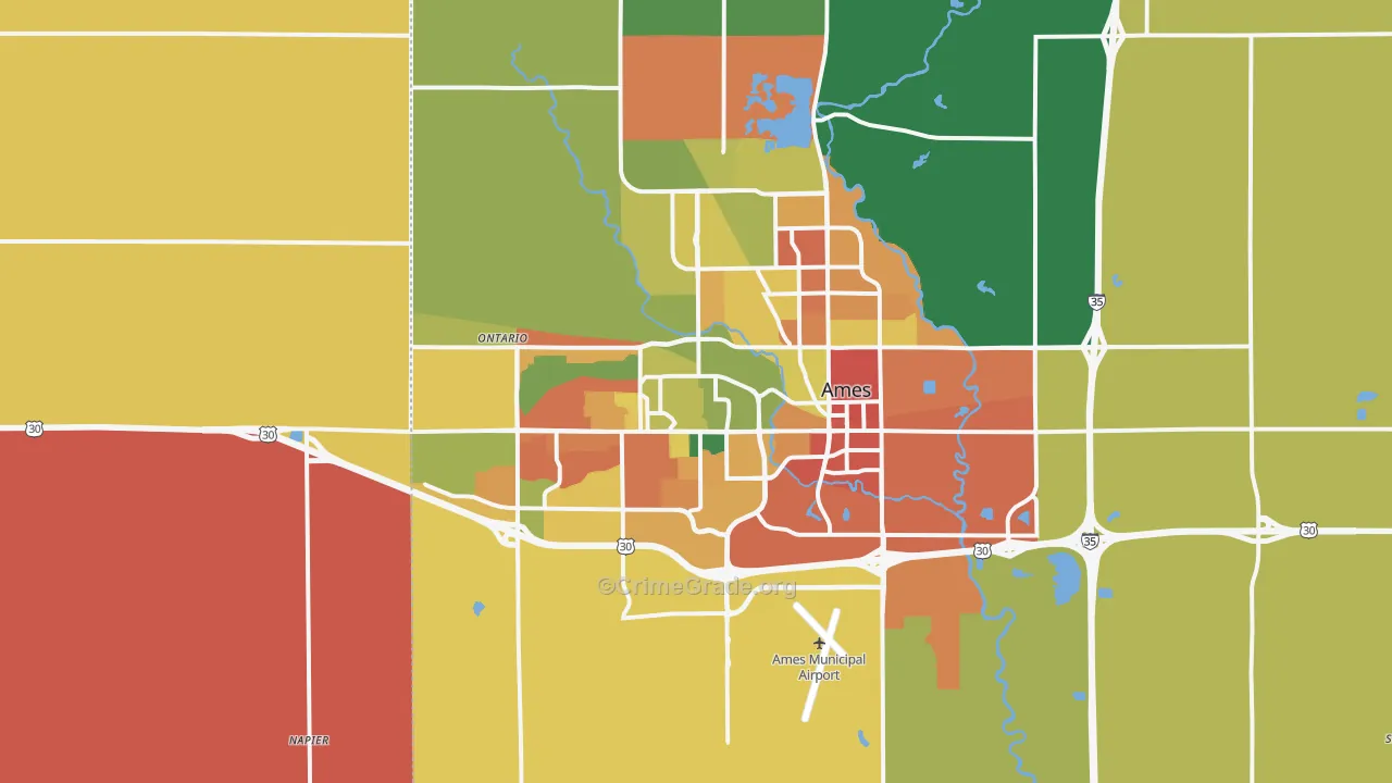 Ames, IA Map of Assault Rates