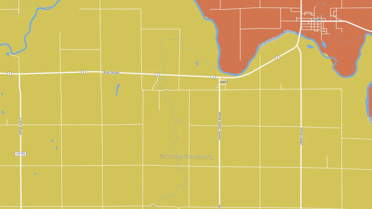 Ames, KS Map of Assault Rates