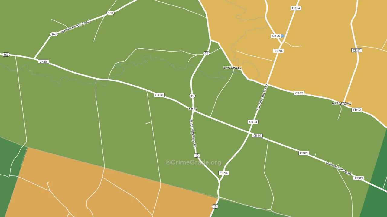 Ames, NY Map of Assault Rates