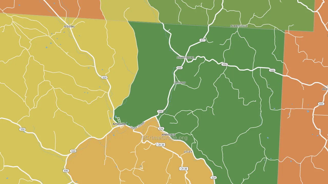 Amesville, OH Map of Assault Rates