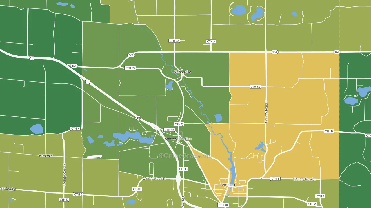 Amherst Junction, WI Map of Assault Rates