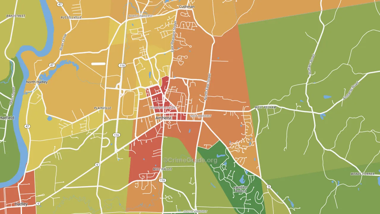 Amherst, MA Map of Assault Rates