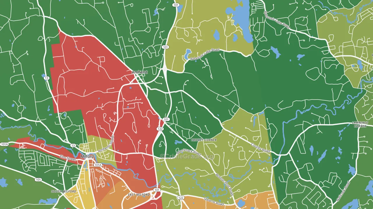 Amherst, NH Map of Assault Rates