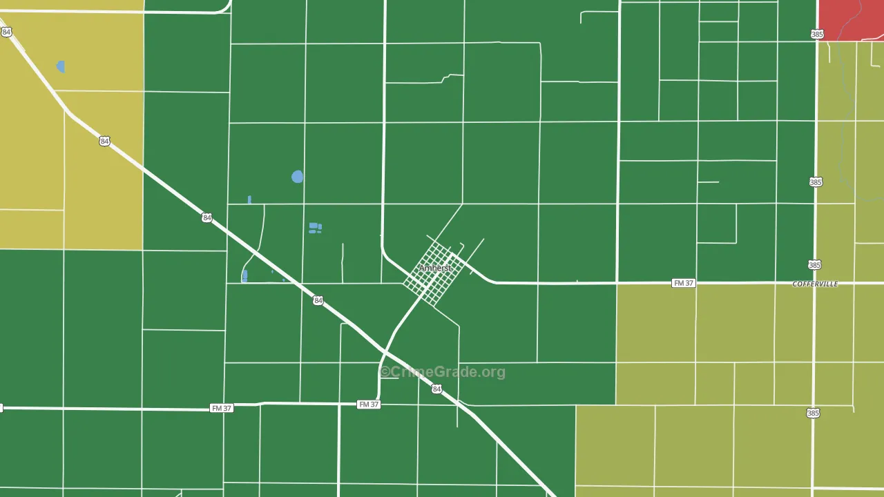 Amherst, TX Map of Assault Rates