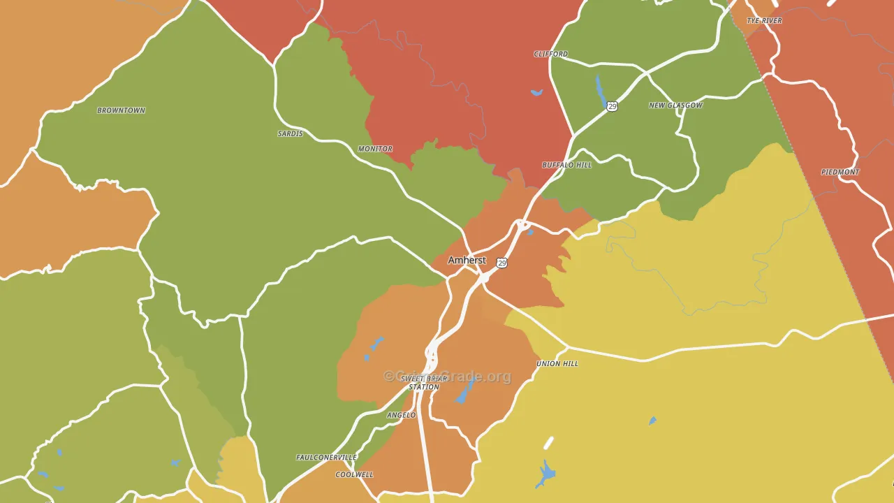 Amherst, VA Map of Assault Rates