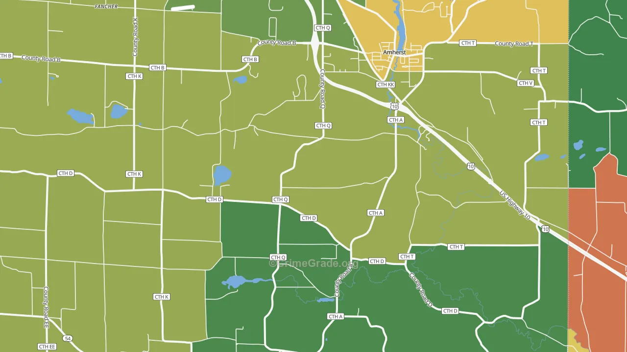 Amherst, WI Map of Assault Rates