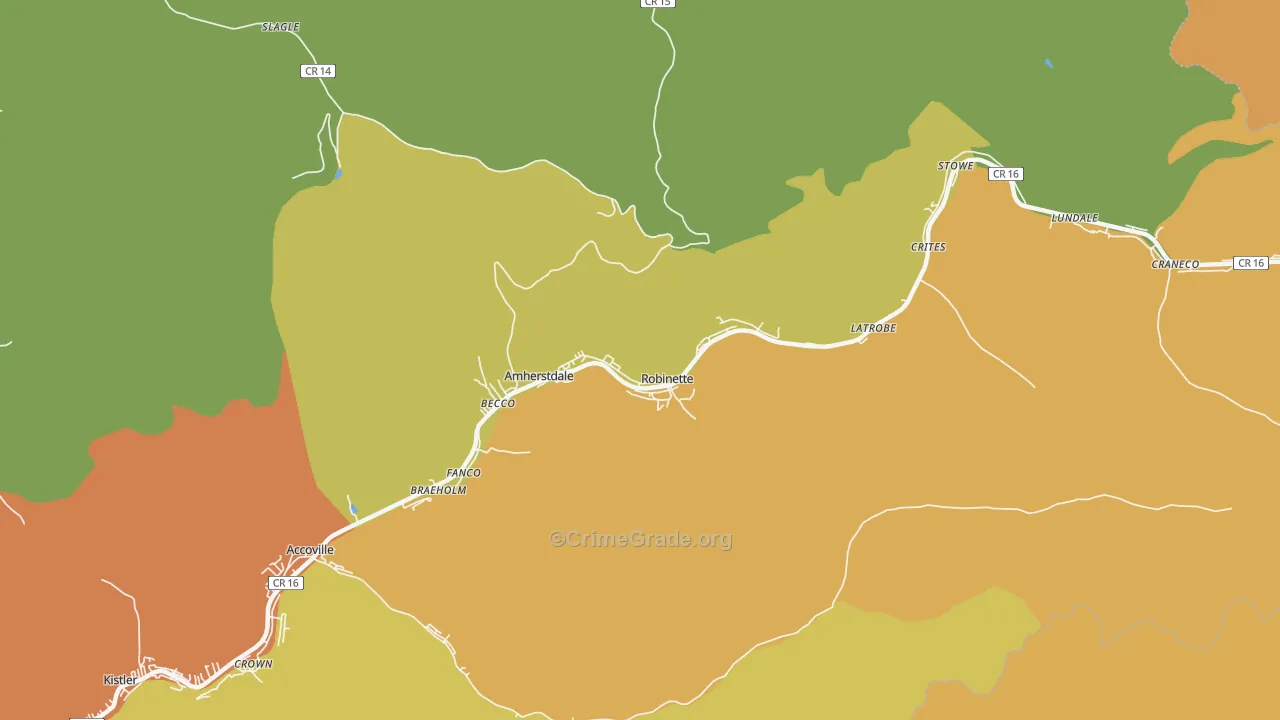 Amherstdale, WV Map of Assault Rates