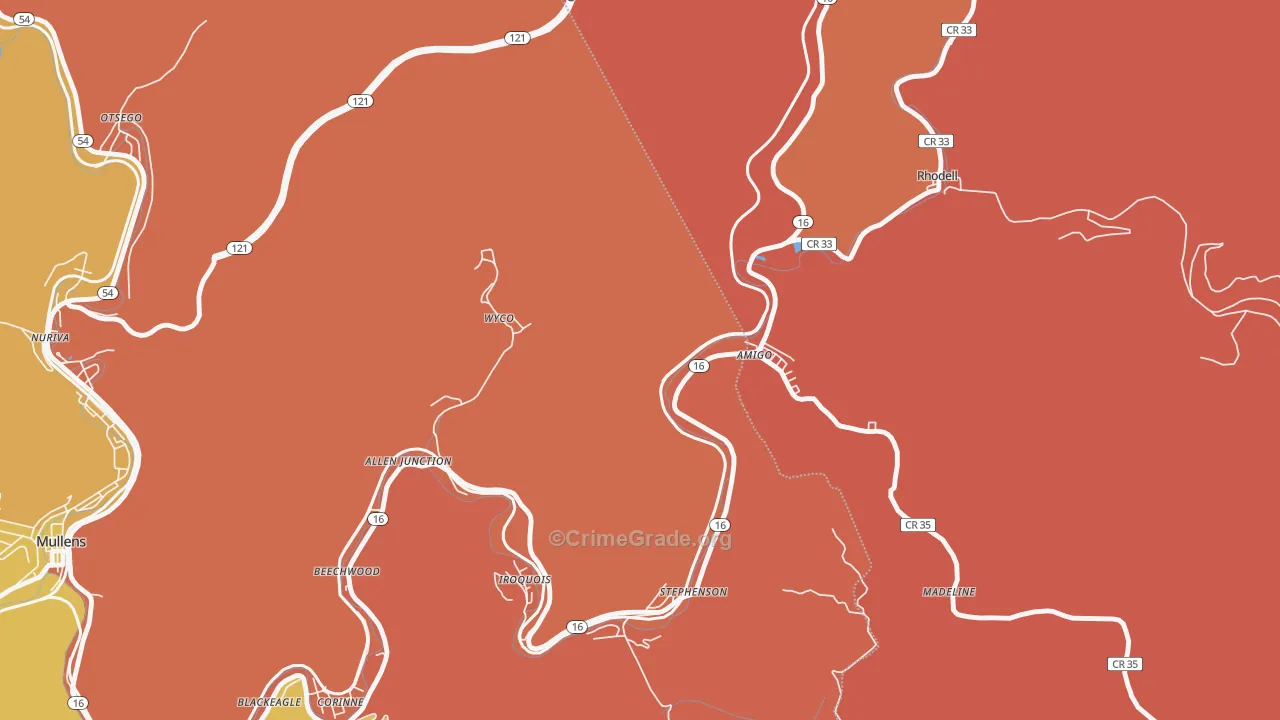Amigo, WV Map of Assault Rates