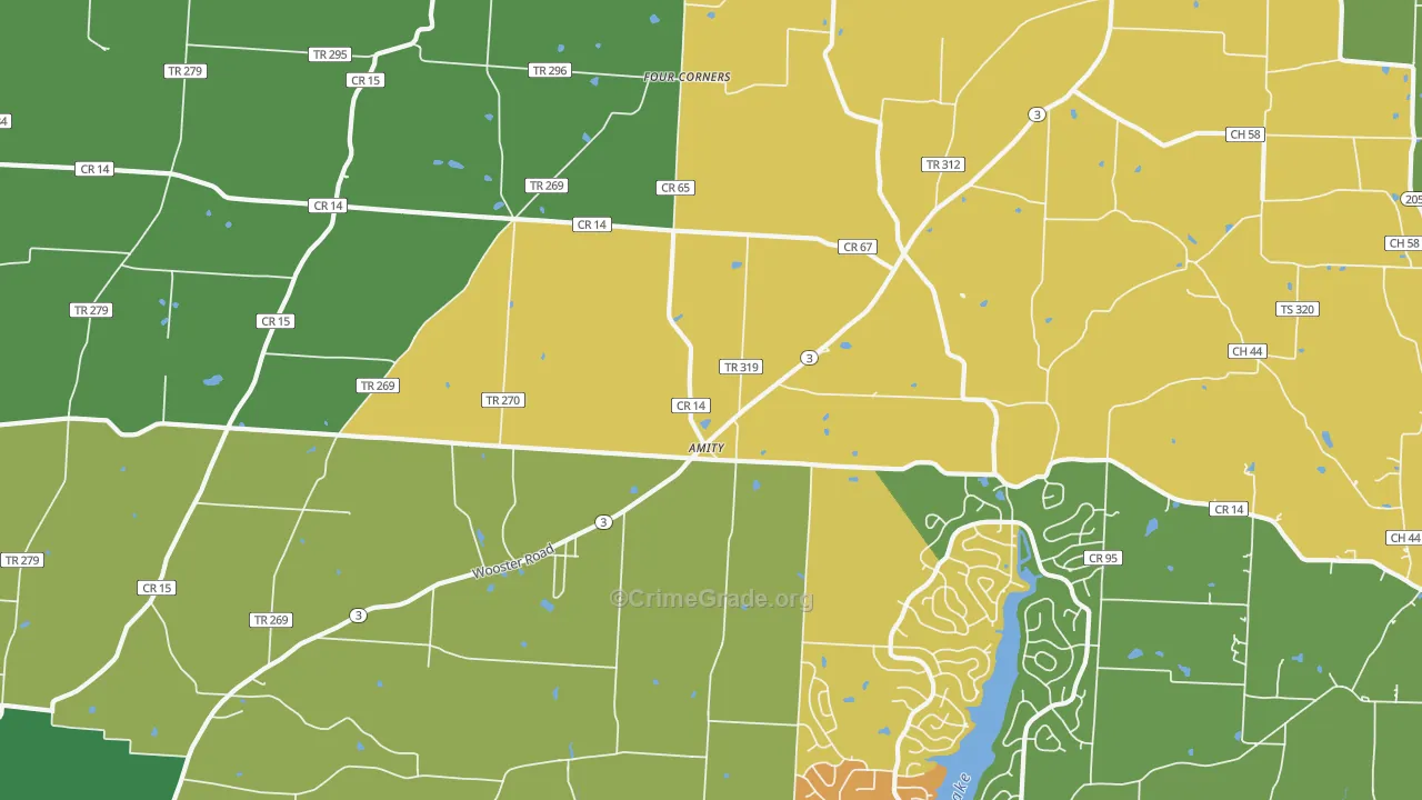 Amity, OH Map of Assault Rates