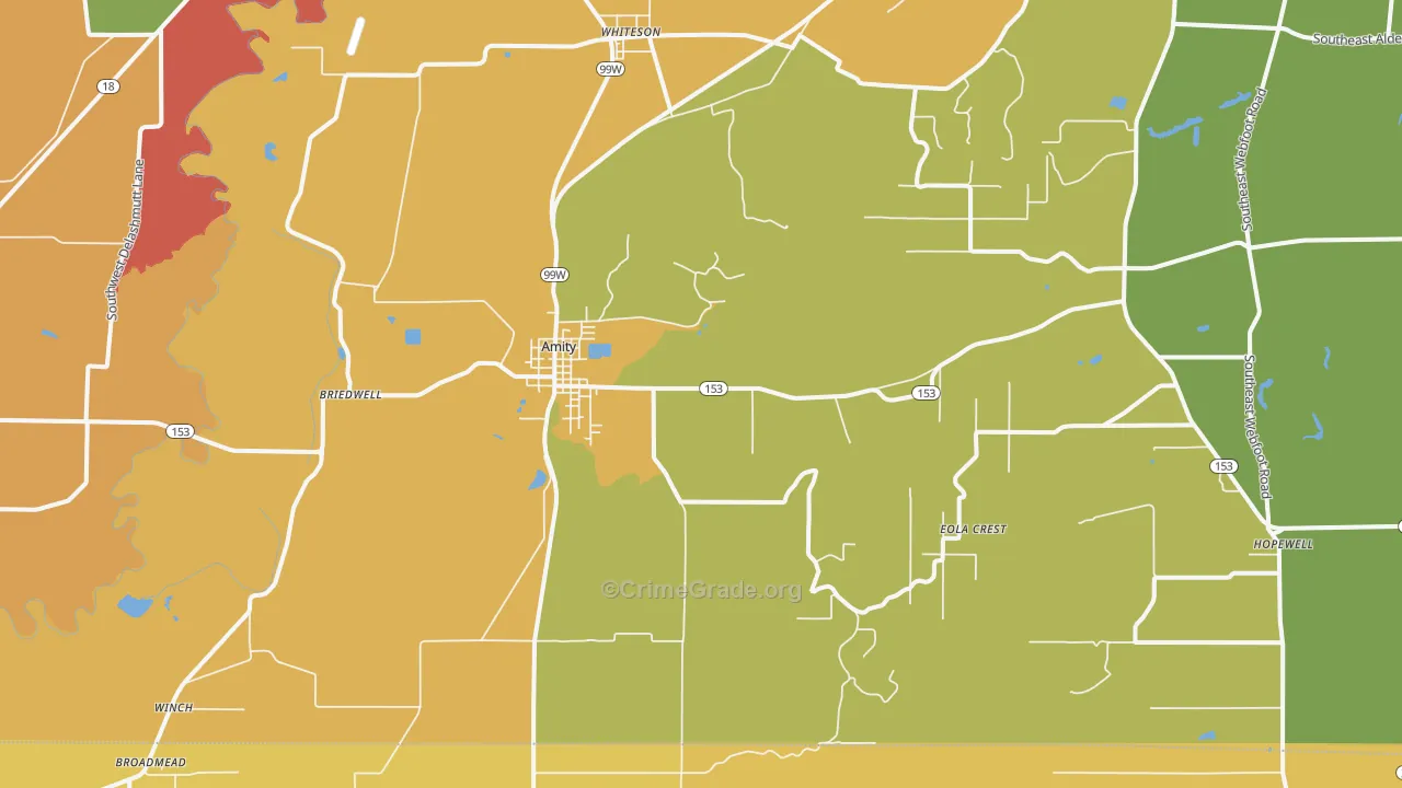 Amity, OR Map of Assault Rates
