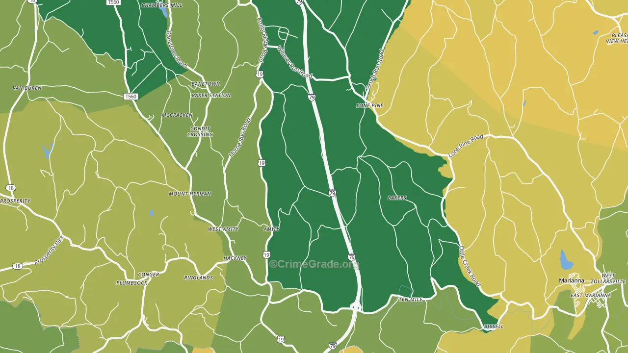 Amity, PA Map of Assault Rates