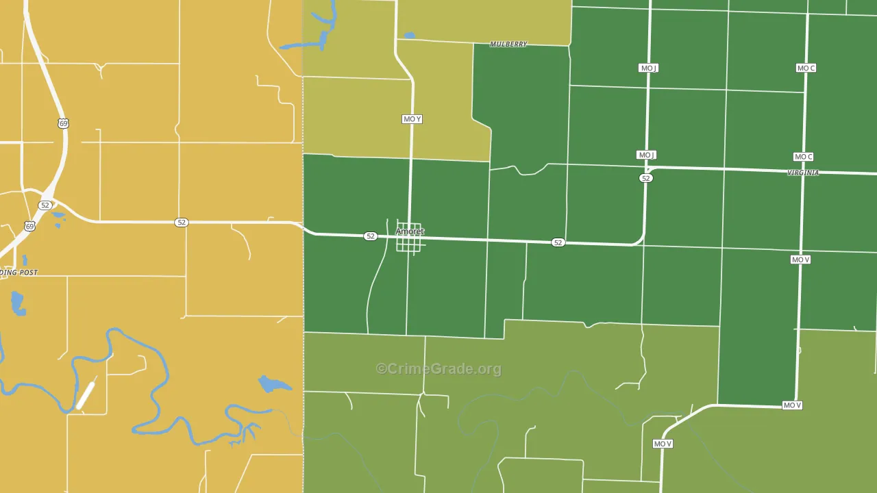 Amoret, MO Map of Assault Rates