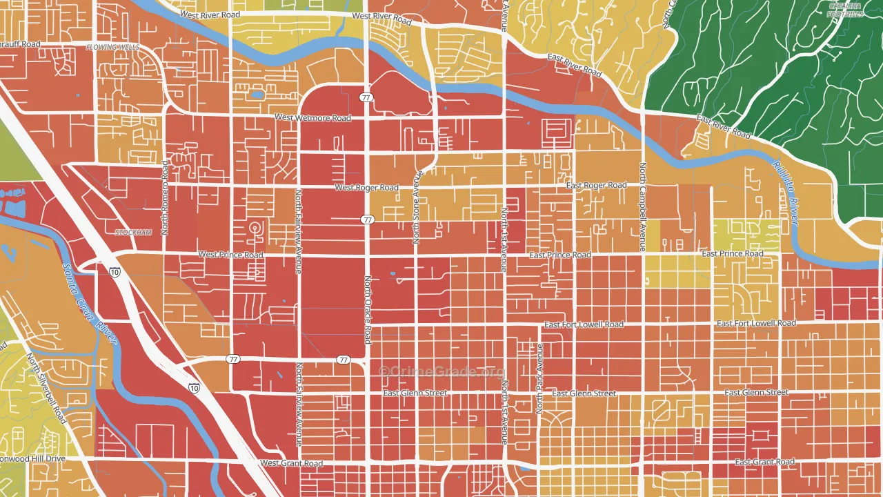Amphi, Tucson, AZ Map of Assault Rates