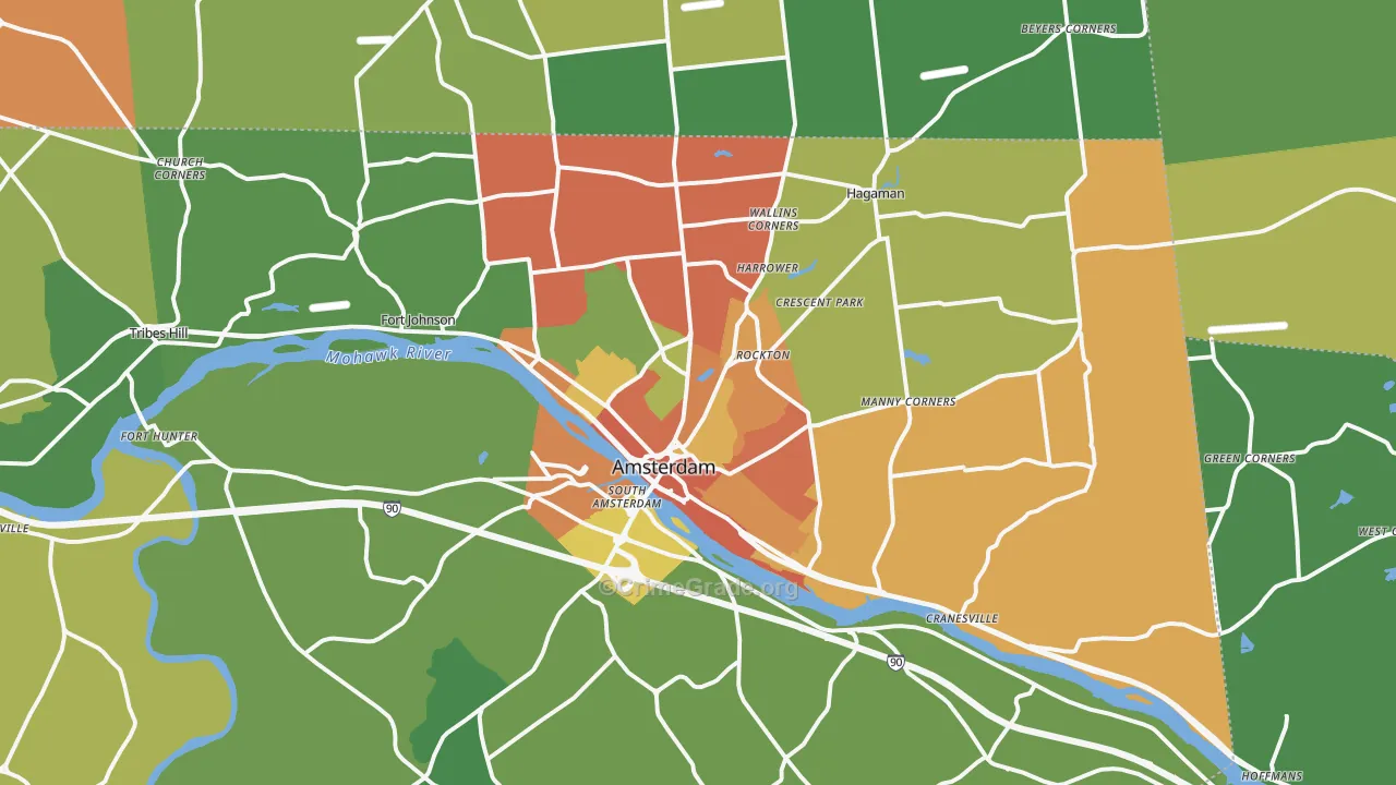 Amsterdam, NY Map of Assault Rates