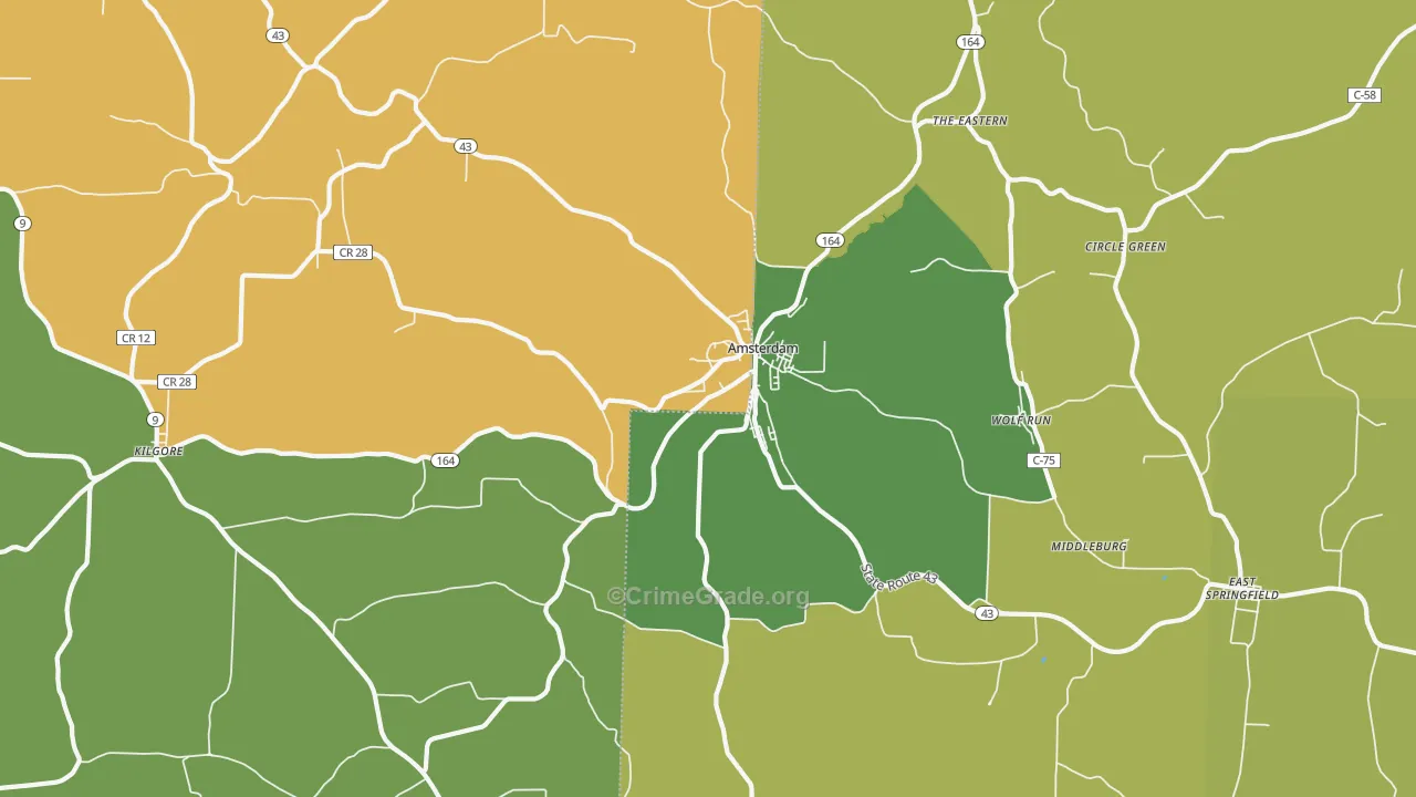Amsterdam, OH Map of Assault Rates