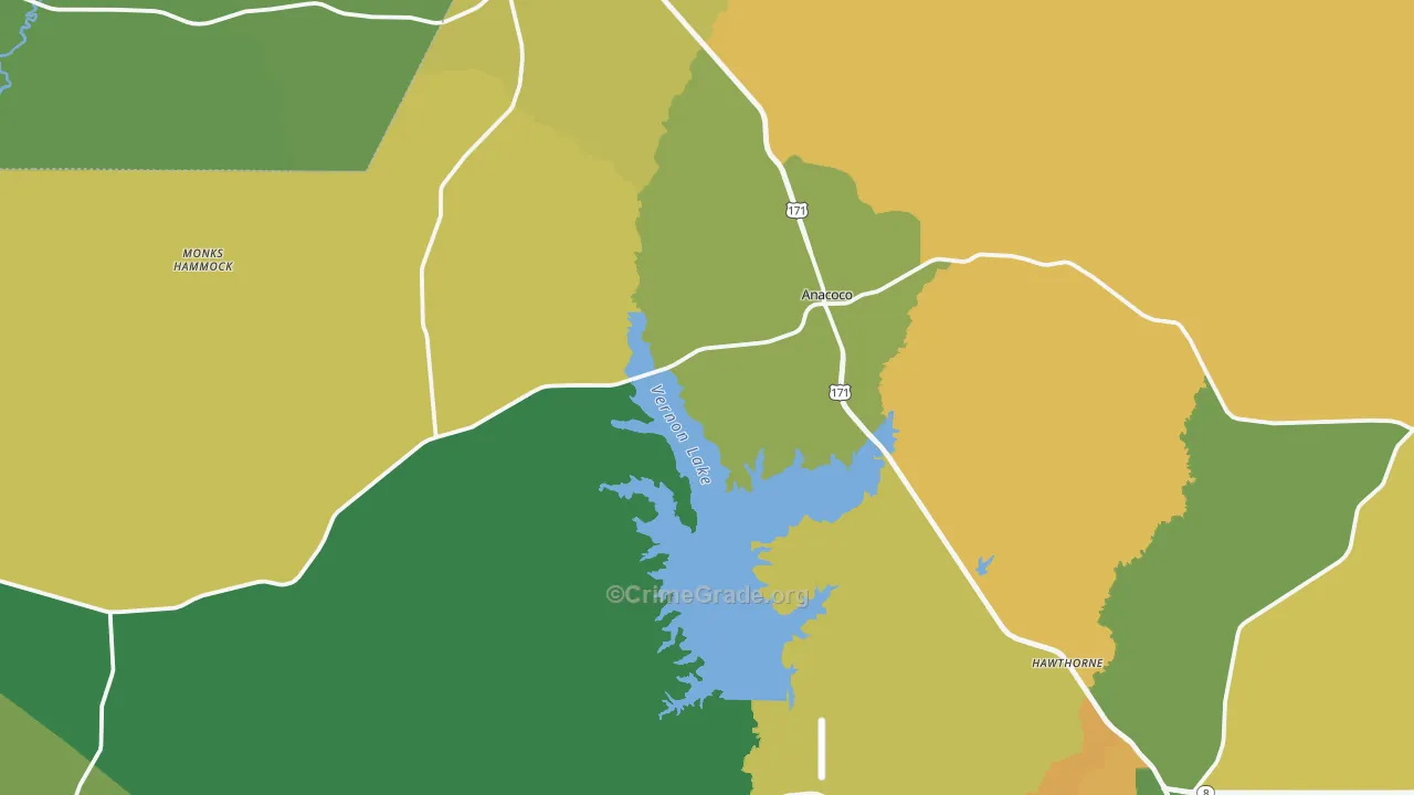 Anacoco, LA Map of Assault Rates