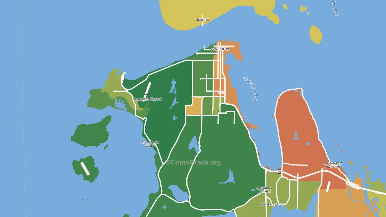 Anacortes, WA Map of Assault Rates
